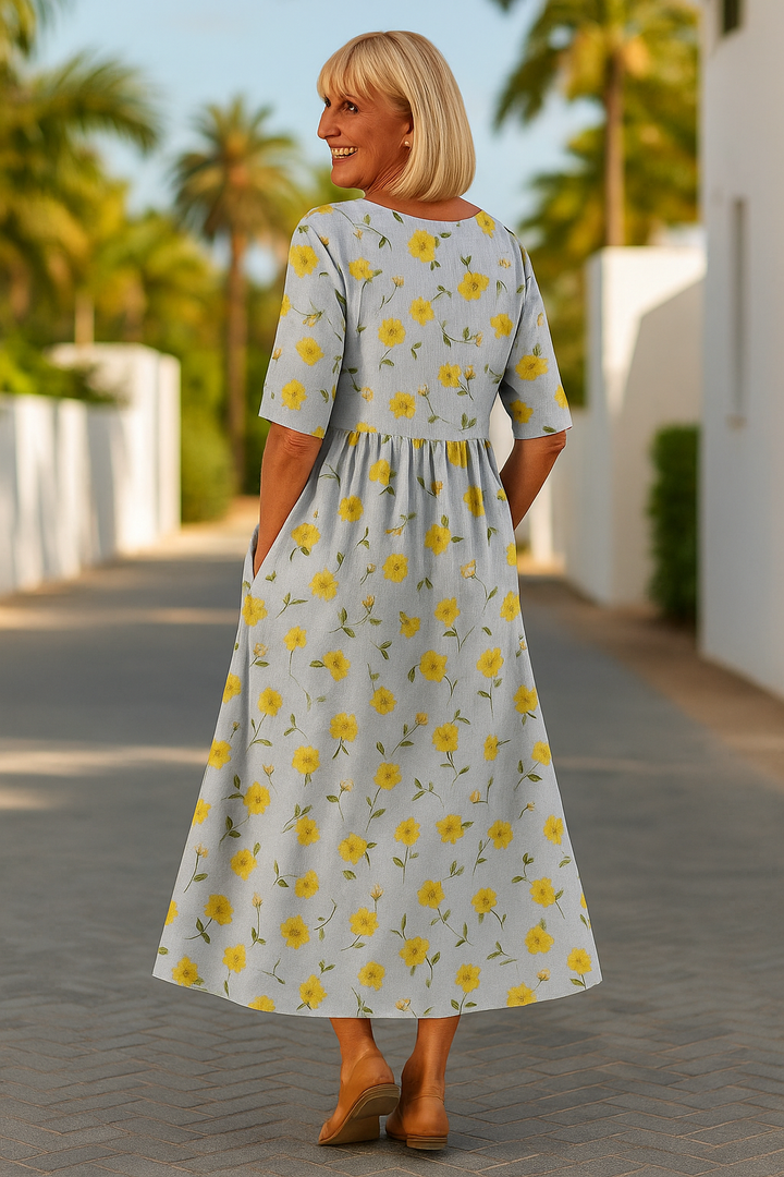 Eliza | Robe Midi Décontractée - Élégance Sans Effort, Confort Quotidien