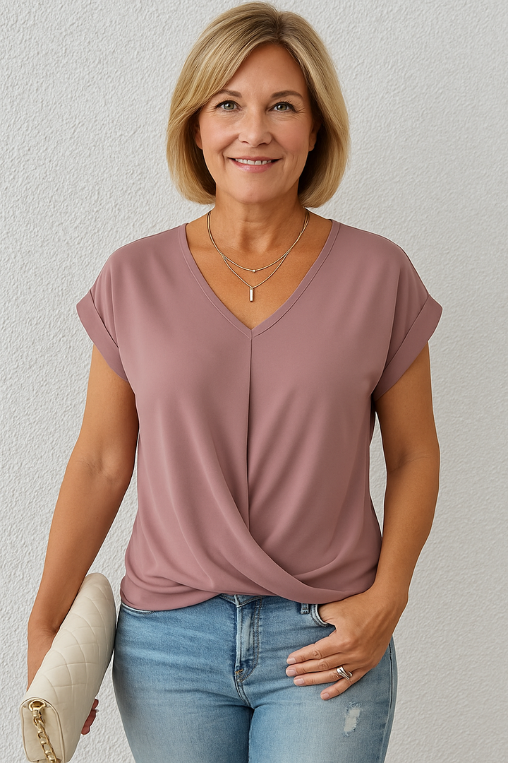 Liana | Top Drapé Doux à Noeud - Flatteur, Confortable et Élégant