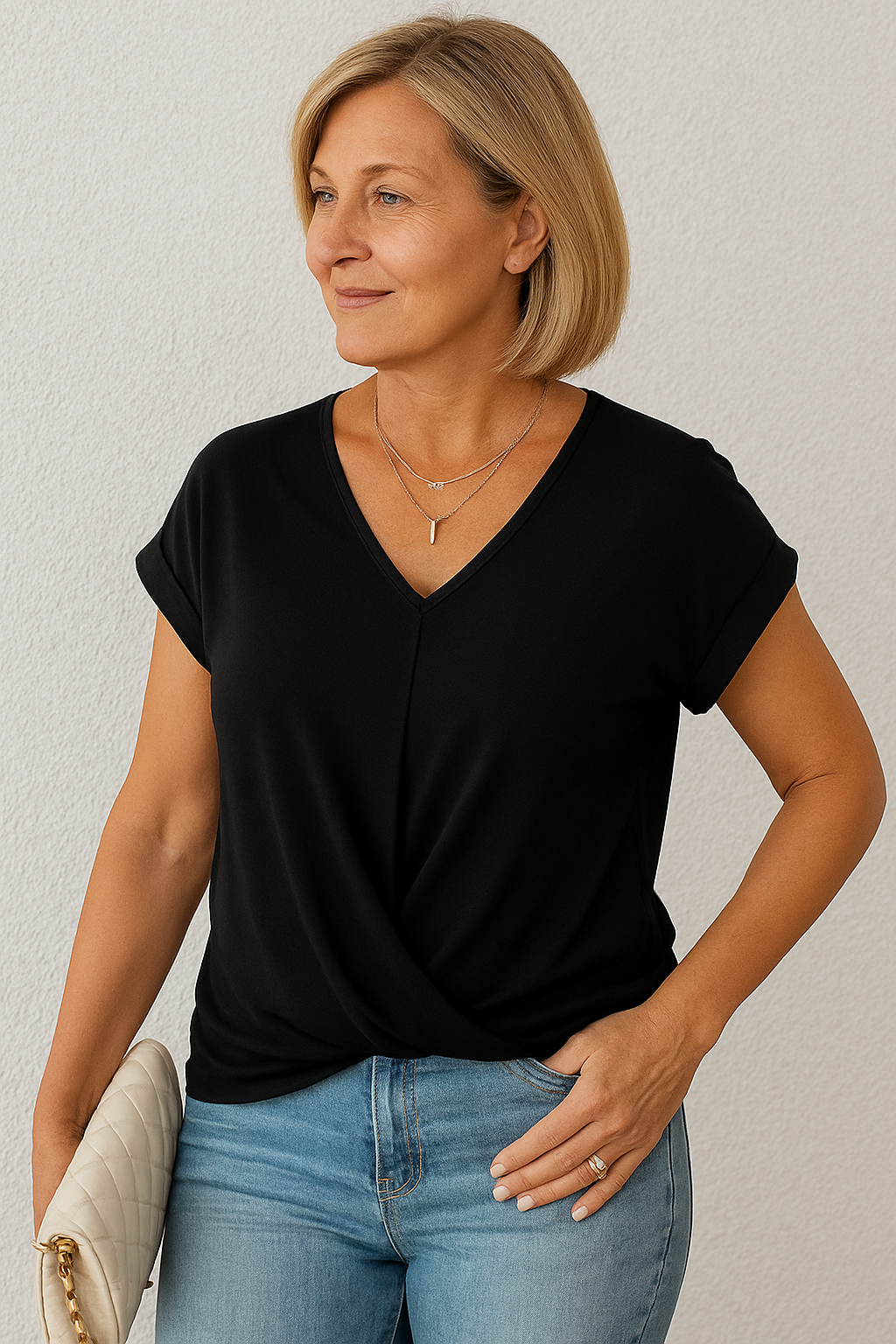 Liana | Top Drapé Doux à Noeud - Flatteur, Confortable et Élégant