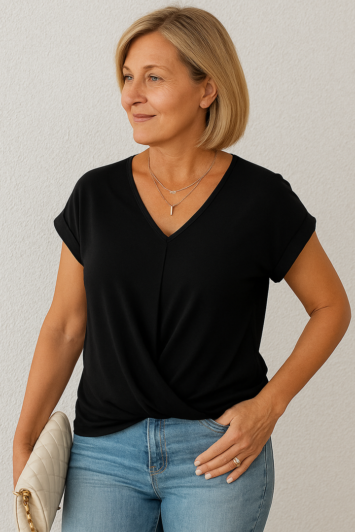 Liana | Top Drapé Doux à Noeud - Flatteur, Confortable et Élégant