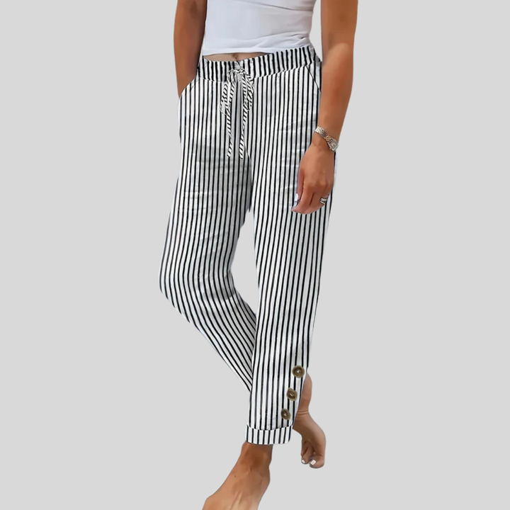 Raquelle - Pantalon Décontracté à Rayures Élégantes
