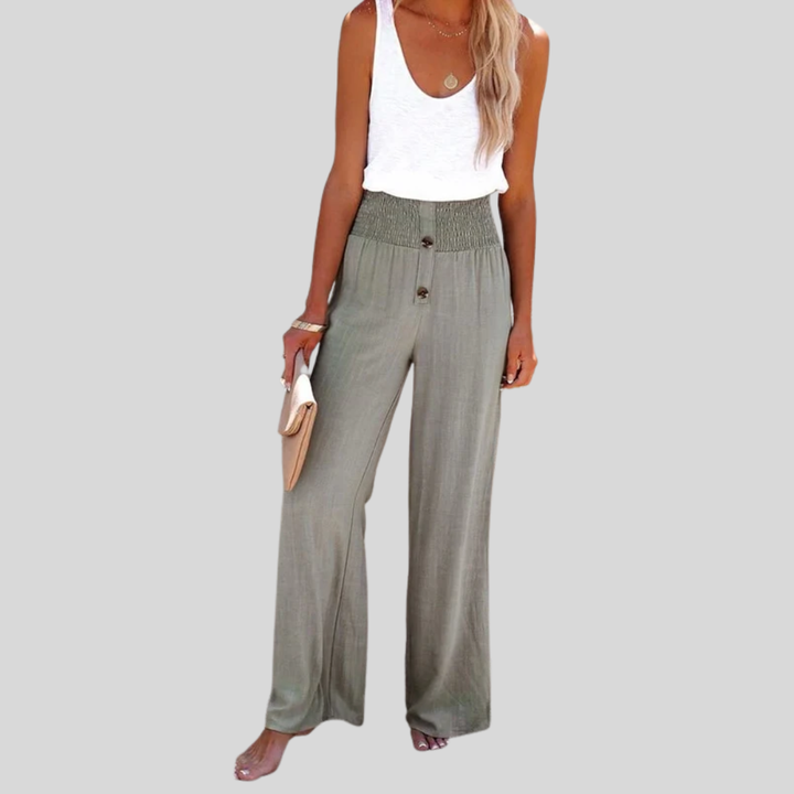 Riana - Pantalon Détendu Taille Haute Élégance