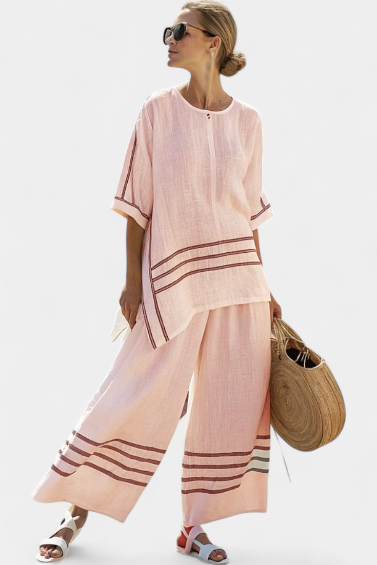 Wynric | Top asymétrique rayé chic &amp; pantalon audacieux