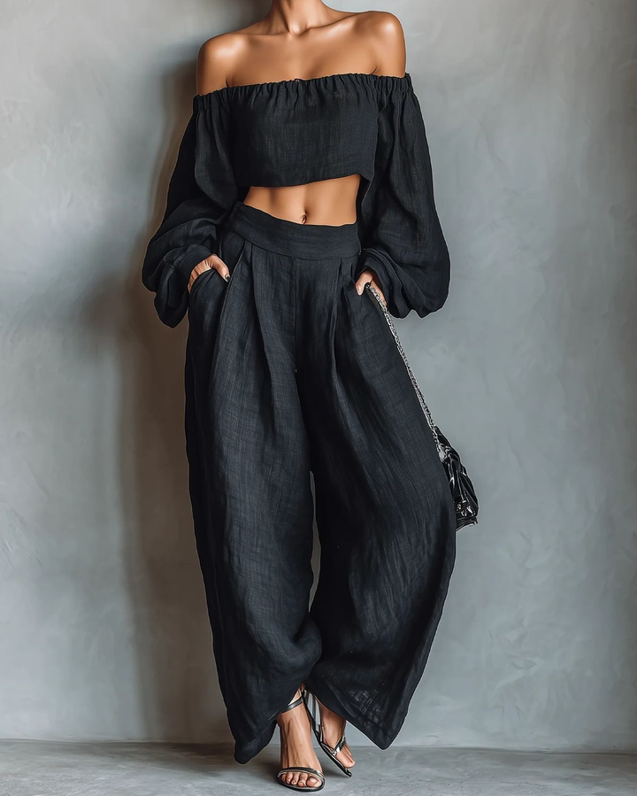 Tess™ || Ensemble décolleté et pantalon palazzo
