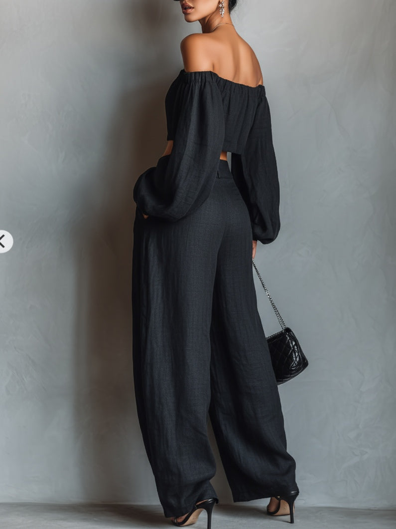 Tess™ || Ensemble décolleté et pantalon palazzo