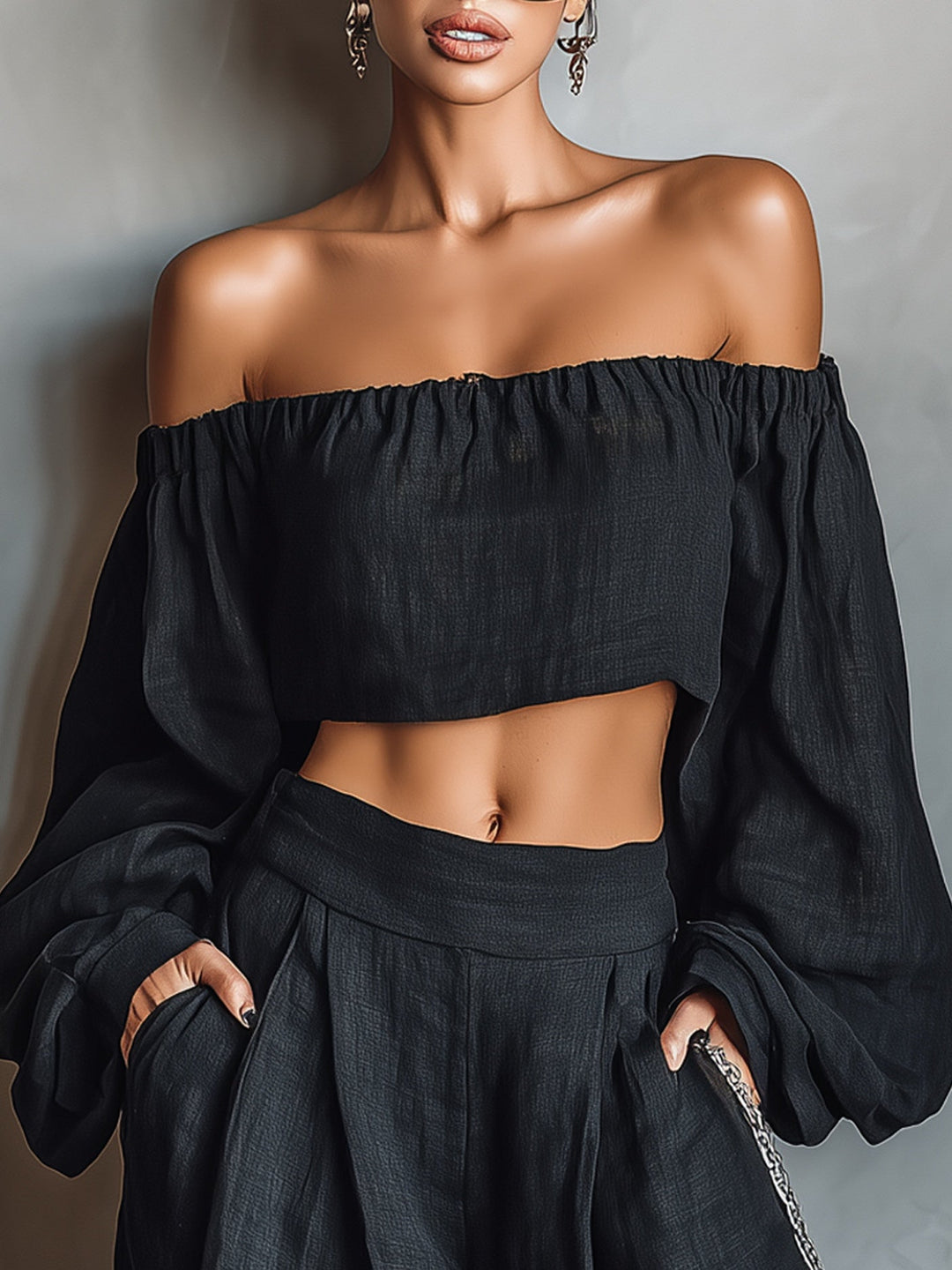 Tess™ || Ensemble décolleté et pantalon palazzo