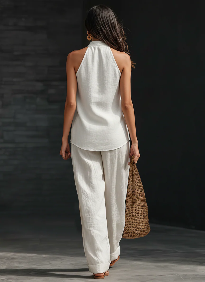 Zoë™ || Ensemble sans manches avec pantalon évasé