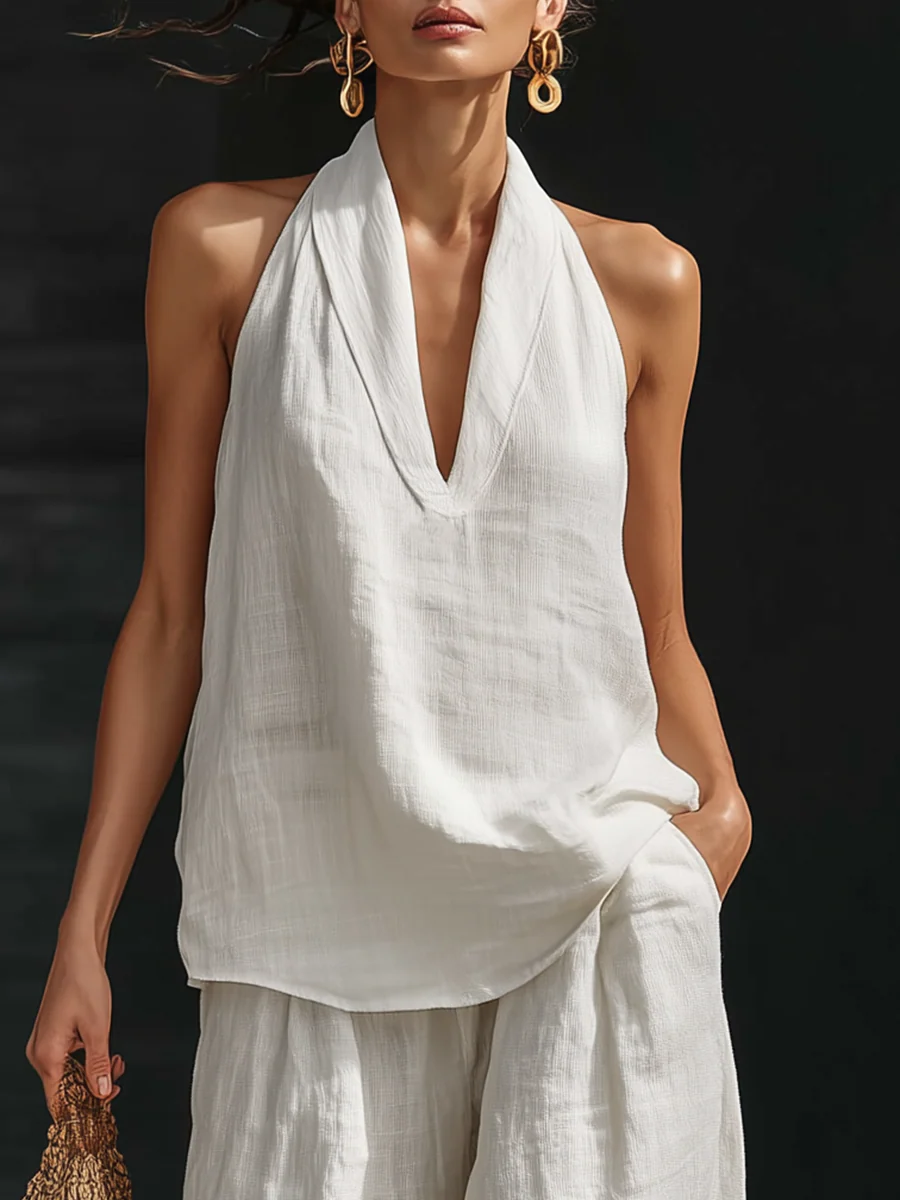 Zoë™ || Ensemble sans manches avec pantalon évasé