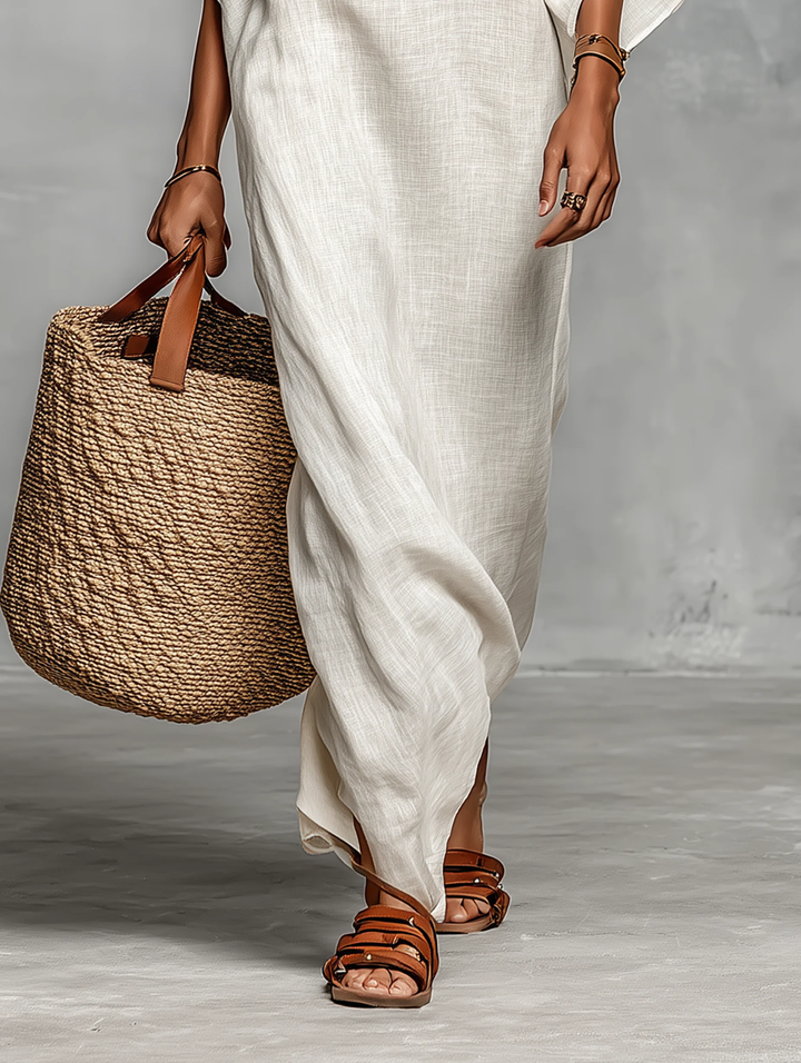 Aveline™ | Robe Maxi Bardot à Manches Chauve-Souris