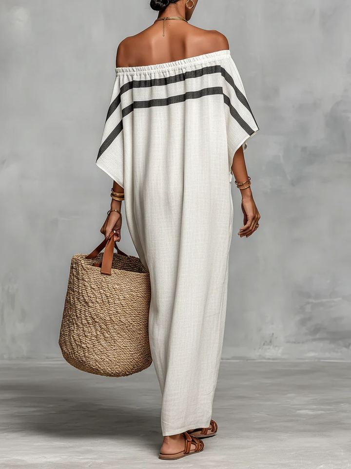 Aveline™ | Robe Maxi Bardot à Manches Chauve-Souris