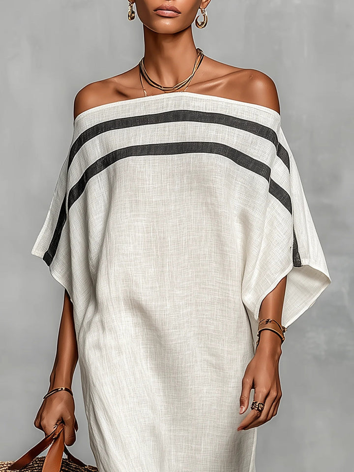 Aveline™ | Robe Maxi Bardot à Manches Chauve-Souris