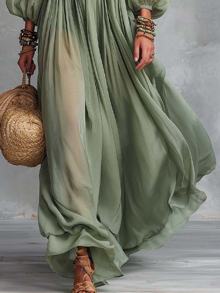 Élodine™ | Robe Maxi Bohème à Motif Floral