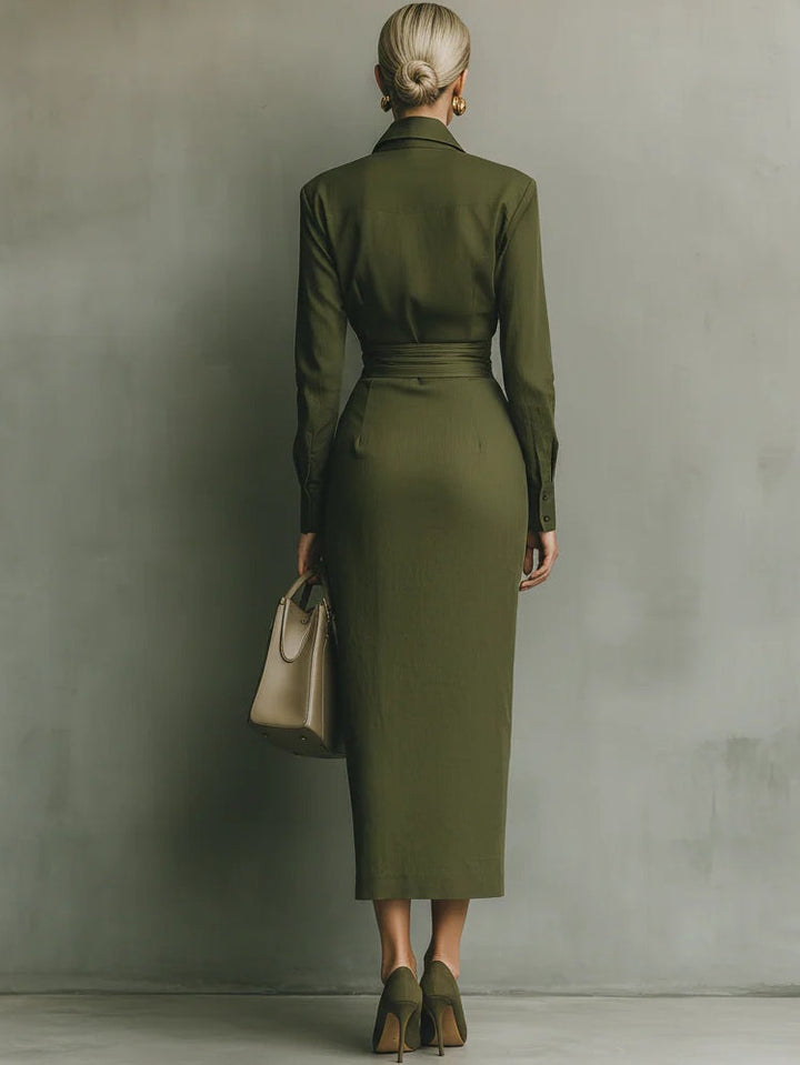 Noëlle™ | Robe Maxi en Vert Olive
