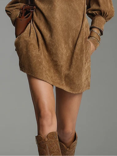 Lucienne™ | Robe en Suède Légère avec Zip