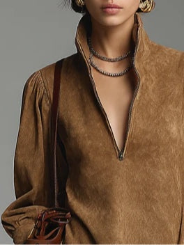Lucienne™ | Robe en Suède Légère avec Zip