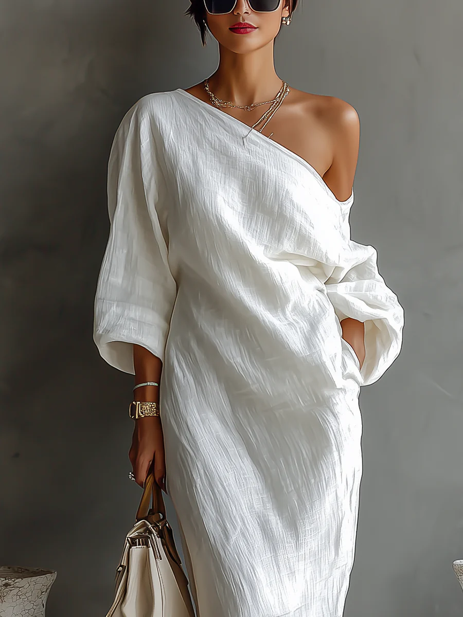 Elise™ | Élégante Robe Maxi à Épaules Dénudées en Blanc
