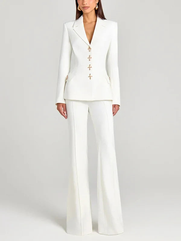 Sofia | Blazer blanc à bouton unique