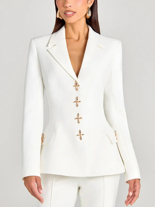 Sofia | Blazer blanc à bouton unique