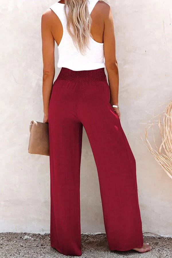 Riana - Pantalon Détendu Taille Haute Élégance