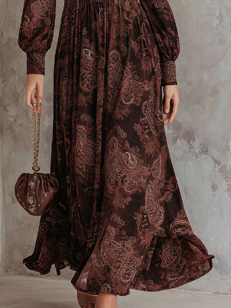Ariane™ | Robe Maxi Paisley avec Détail Ceinturé