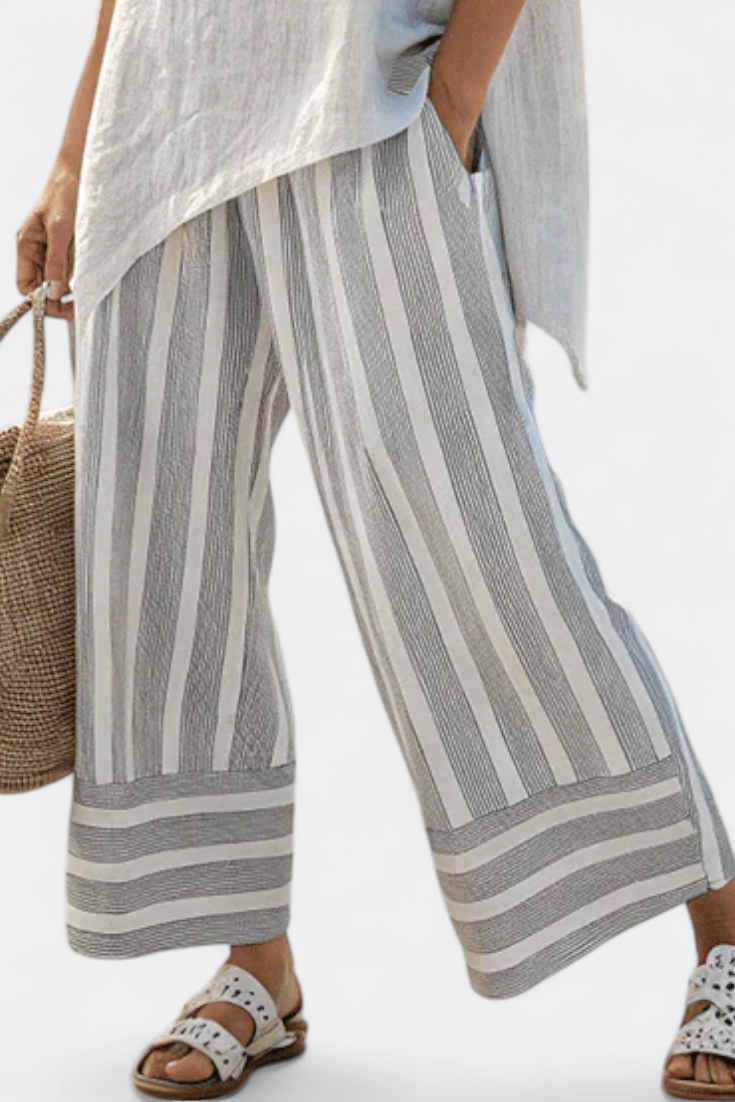 Talvora | Blouse asymétrique raffinée &amp; pantalon à rayures
