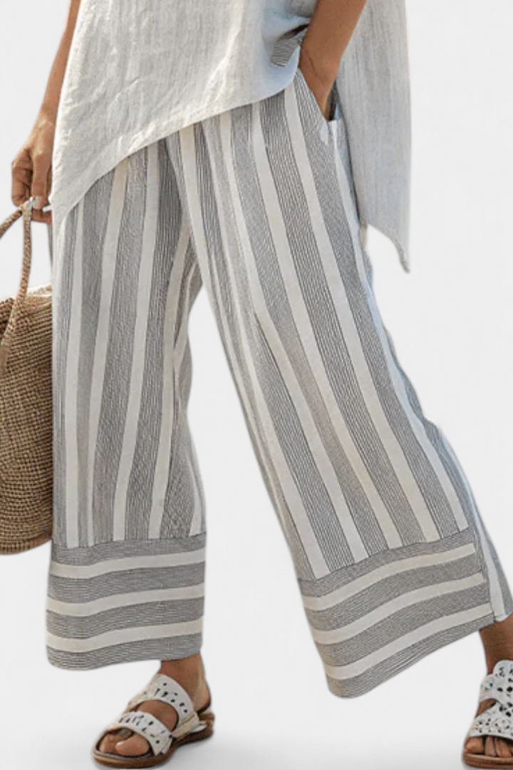 Talvora | Blouse asymétrique raffinée &amp; pantalon à rayures